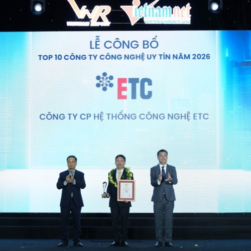 ETC ĐƯỢC VINH DANH TOP 3 CÔNG TY CUNG CẤP SẢN PHẨM, DỊCH VỤ VÀ GIẢI PHÁP CHUYỂN ĐỔI SỐ UY TÍN NĂM 2026