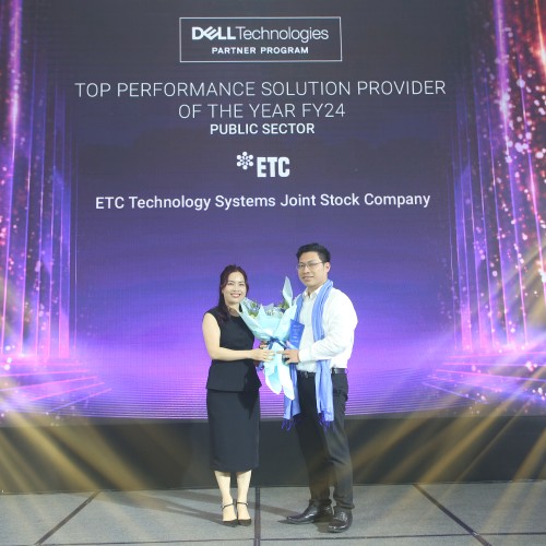 ETC vinh dự nhận giải thưởng “Top performance solution provider of the year - FY24 - Public Sector” của Dell Technologie